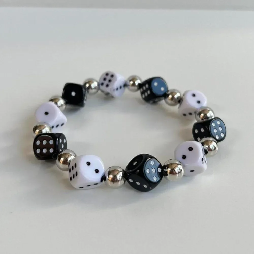 Y2K 2000s dice grunge punk black and white bracelet
